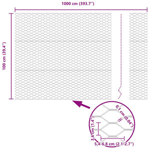 Φράχτης Εξαγώνου 1 x 10 m PVC Γκρι