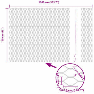 Φράχτης Εξαγώνου 1,6 x 10 m PVC Γκρι