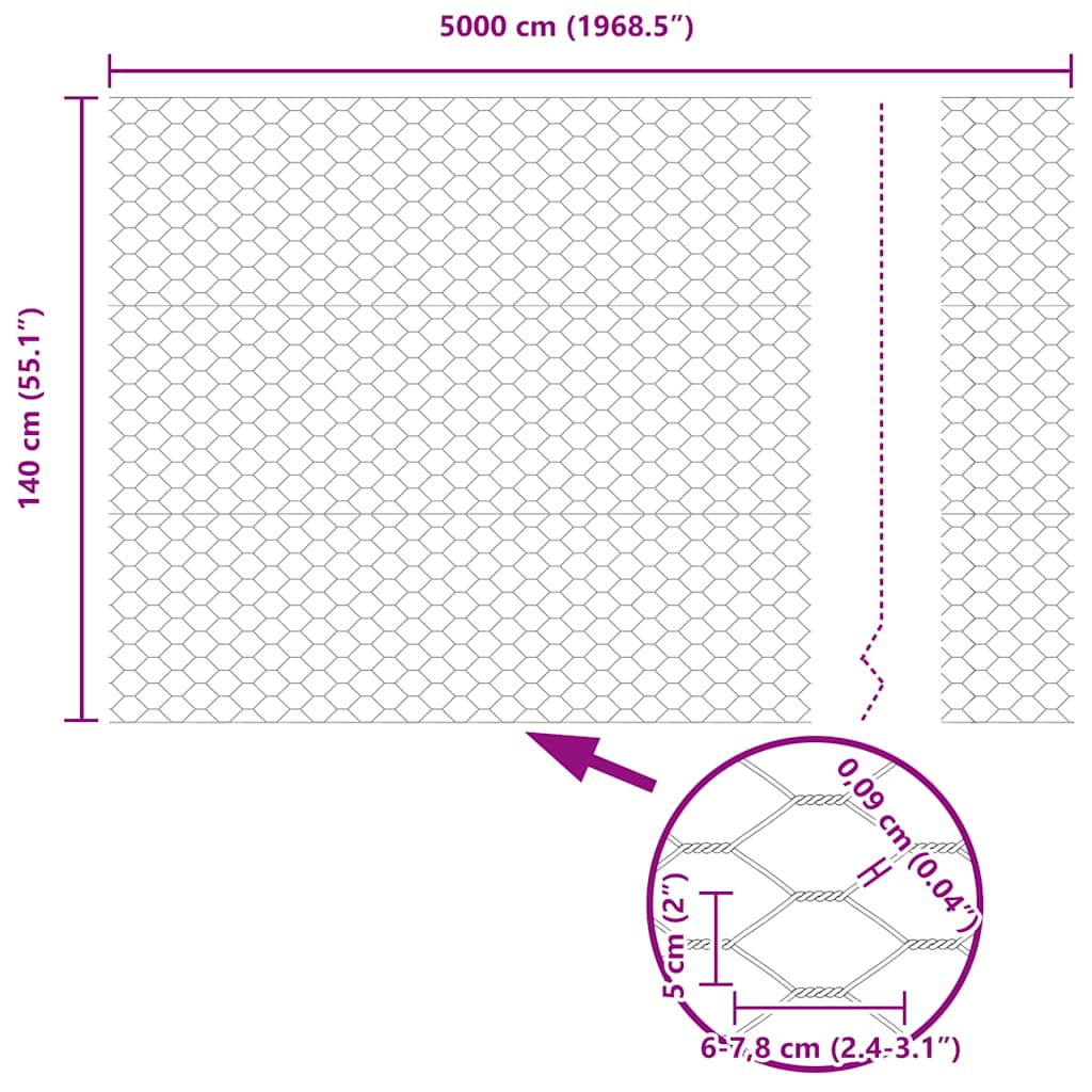 Φράχτης Εξαγώνου Γκρι 1,4 x 50 m PVC