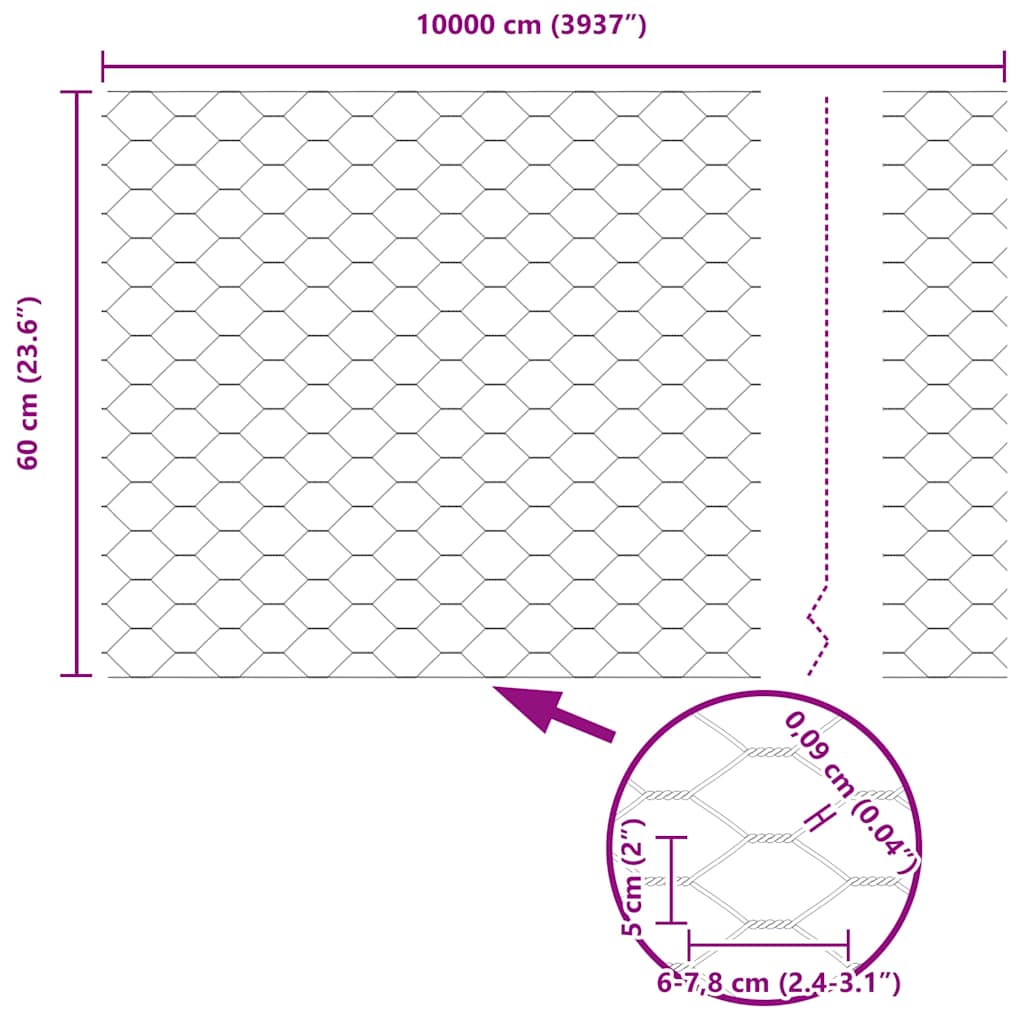 Φράχτης Εξαγώνου Γκρι 0,6 x 100 μ PVC - Pakobazaar