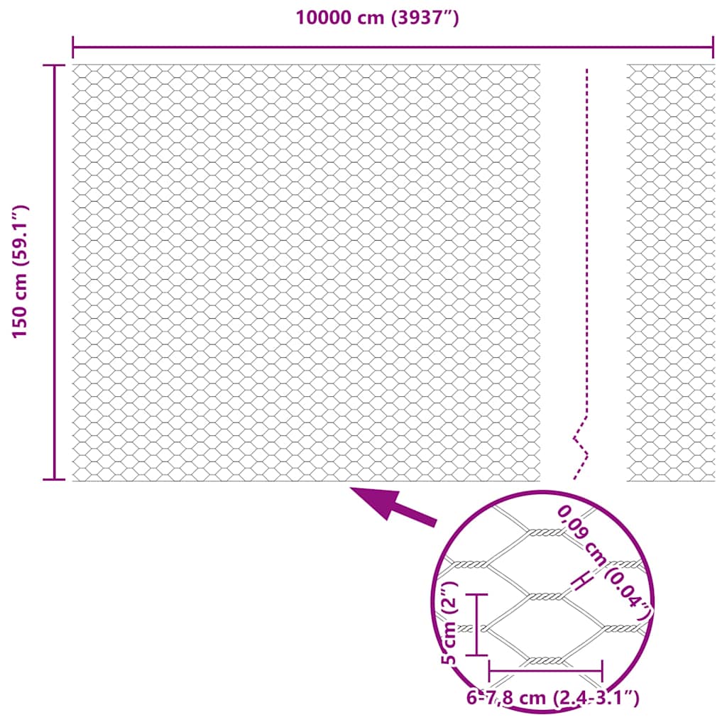 Φράχτης Εξαγώνου Γκρι 1,5 x 100 μ PVC