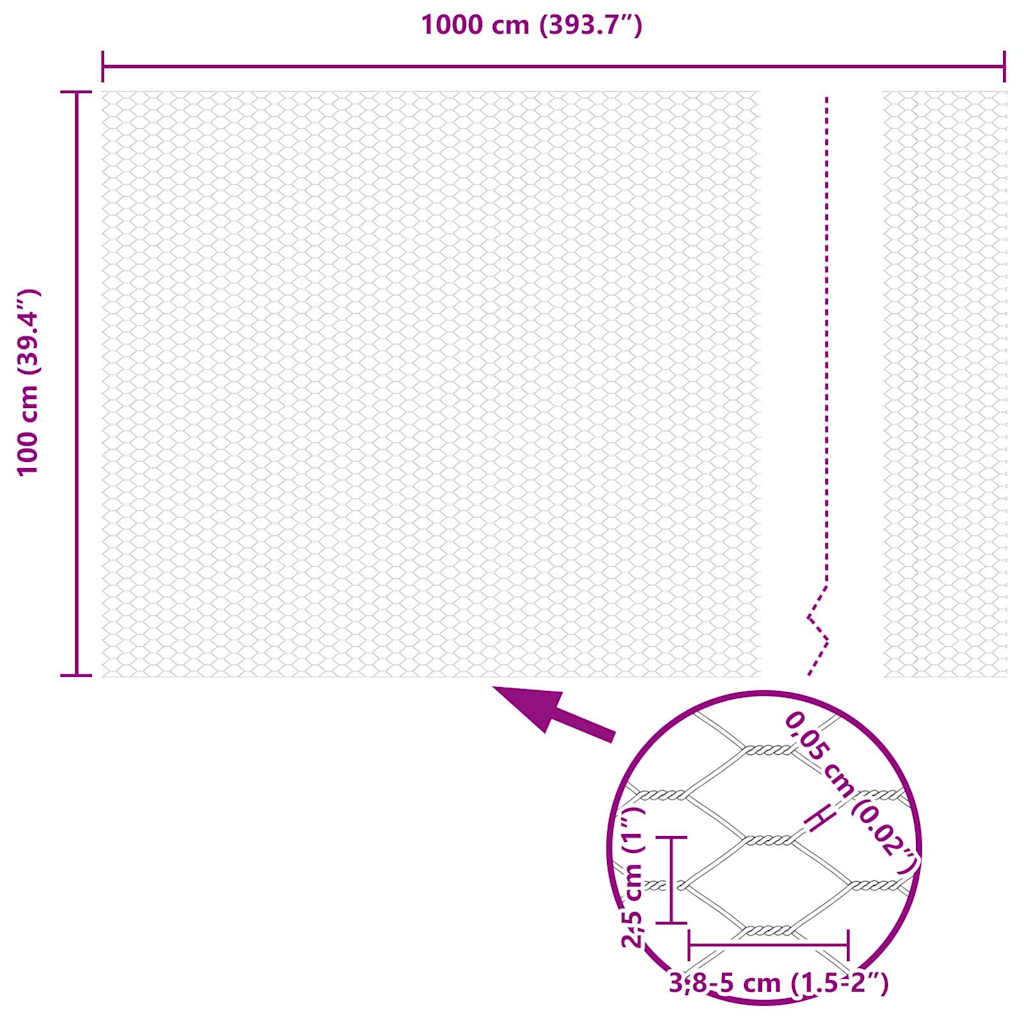 Φράχτης Εξαγώνου Ασημί 1 x 10 m Γαλβανισμένος χάλυβας