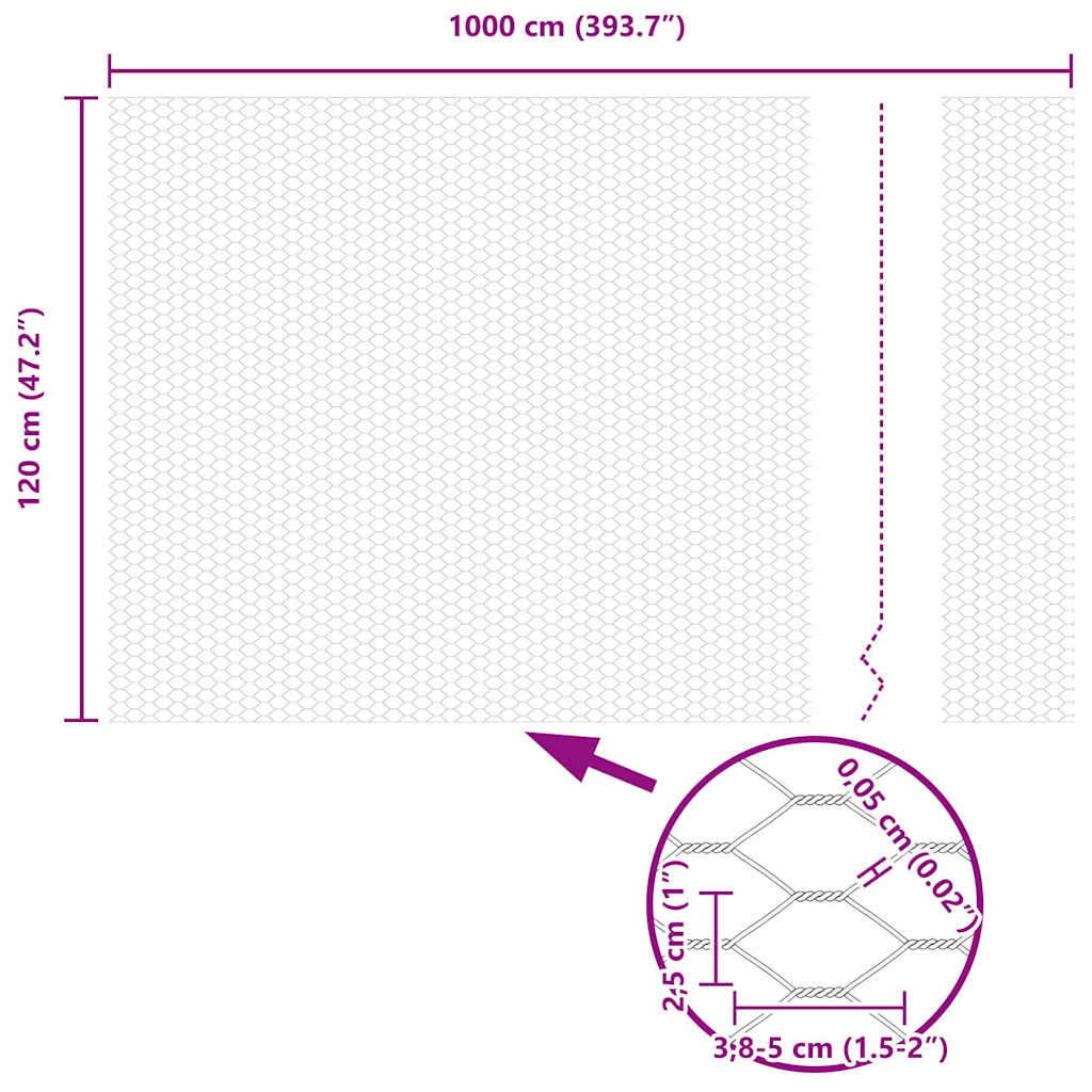 Φράχτης Εξαγώνου Ασημί 1,2 x 10 m Γαλβανισμένος χάλυβας