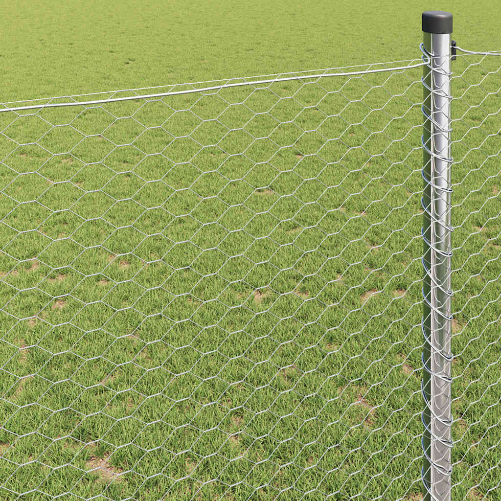 Φράχτης Εξαγώνου Ασημί 1 x 100 m Γαλβανισμένος χάλυβας - Pakobazaar