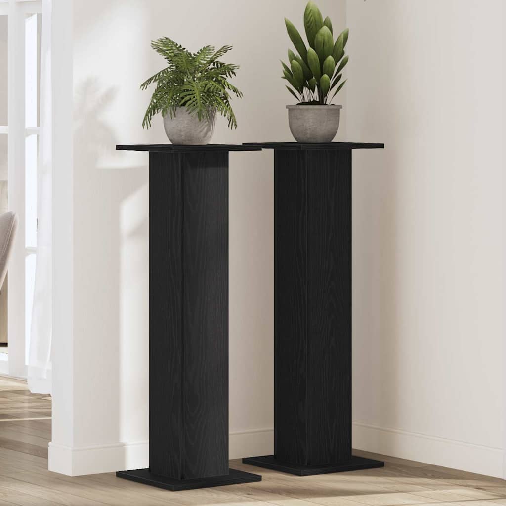 Βάση φυτών 2 pcs Μαύρη Οξυά 30 x 30 x 95 cm Επεξεργασμένο ξύλο