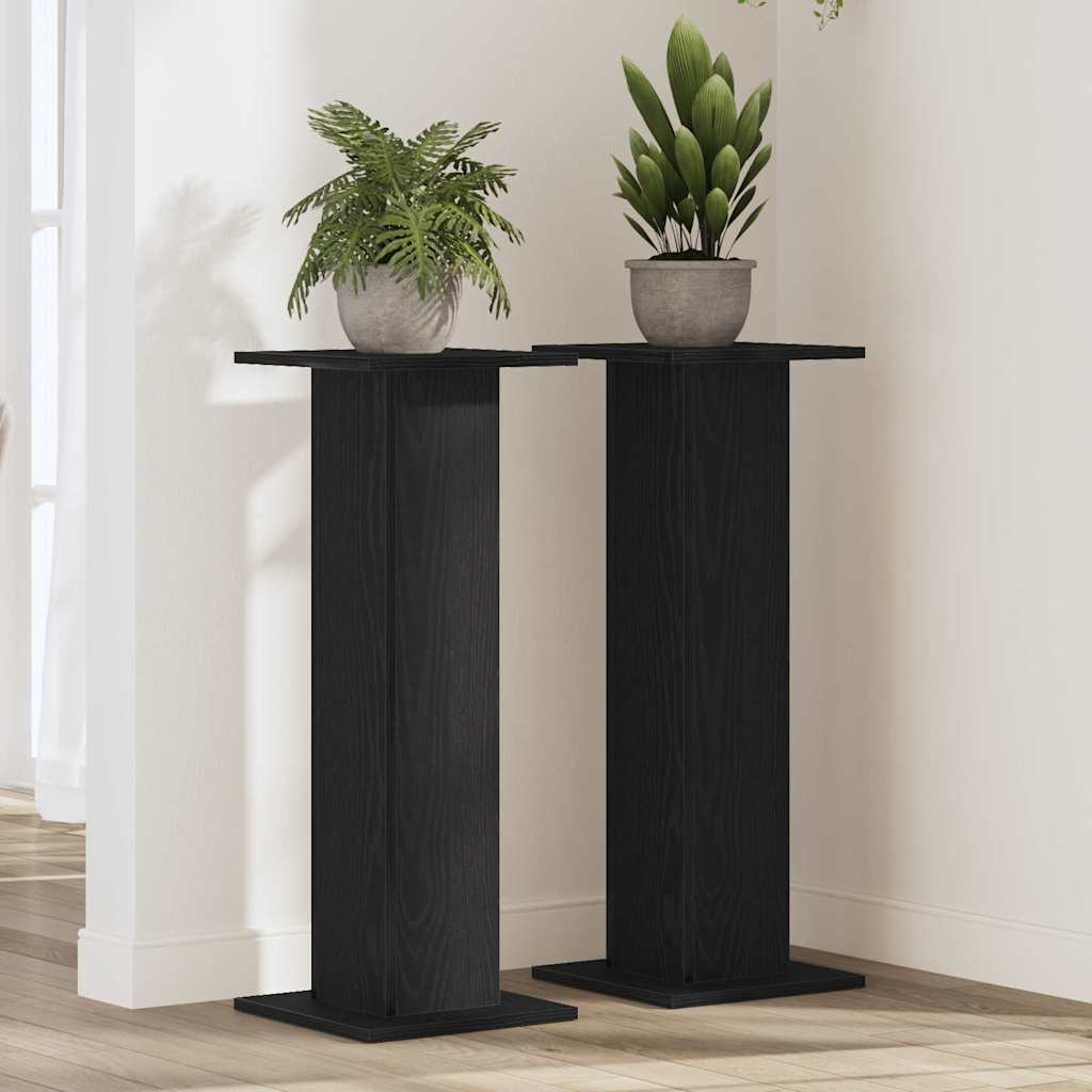 Βάση φυτών 2 pcs Μαύρη Οξυά 30 x 30 x 80 cm Επεξεργασμένο ξύλο