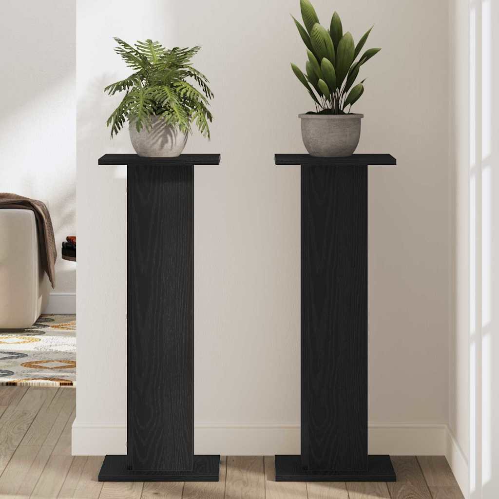 Βάση φυτών 2 pcs Μαύρη Οξυά 30 x 30 x 80 cm Επεξεργασμένο ξύλο