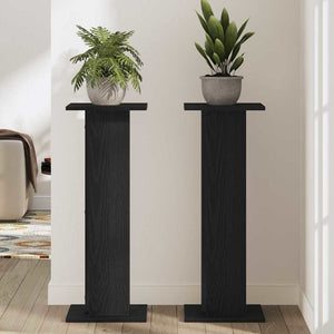 Βάση φυτών 2 τμχ. Μαύρη Οξυά 30 x 30 x 80 cm Επεξεργασμένο ξύλο