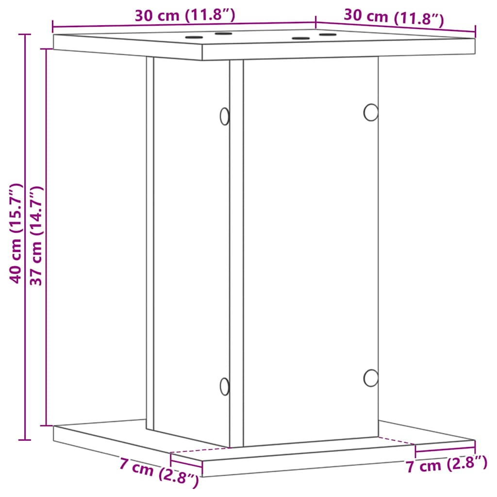 Βάση φυτών 2 pcs Μαύρη Οξυά 30 x 30 x 40 cm Επεξεργασμένο ξύλο