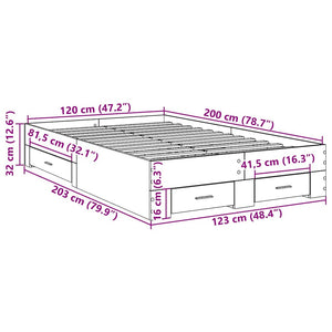 Σκελετός Κρεβατιού Καφέ 120 x 200 cm Επεξεργασμένο Ξύλο