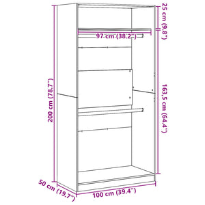 Ντουλάπι Μαύρη Οξυά 100 x 50 x 200 cm Επεξεργασμένο Ξύλο