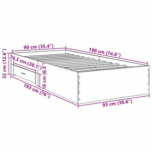 Σκελετός Κρεβατιού Καφέ 90 x 190 cm Επεξεργασμένο Ξύλο