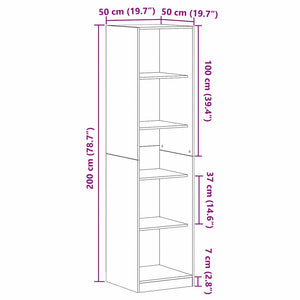 Ντουλάπι Μαύρη Οξυά 50 x 50 x 200 cm Επεξεργασμένο Ξύλο
