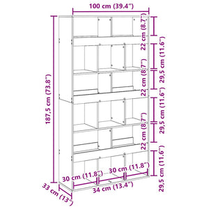 Βιβλιοθήκη 15 επίπεδα 100 x 33 x 93.75 εκ Επεξεργασμένο Ξύλο