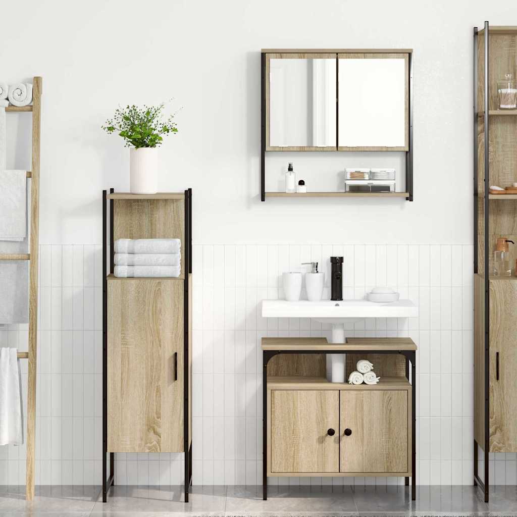 Σετ Επίπλων Μπάνιου 3 τμχ. Καφέ 33 x 33 x 120,5 εκ. - Pakobazaar