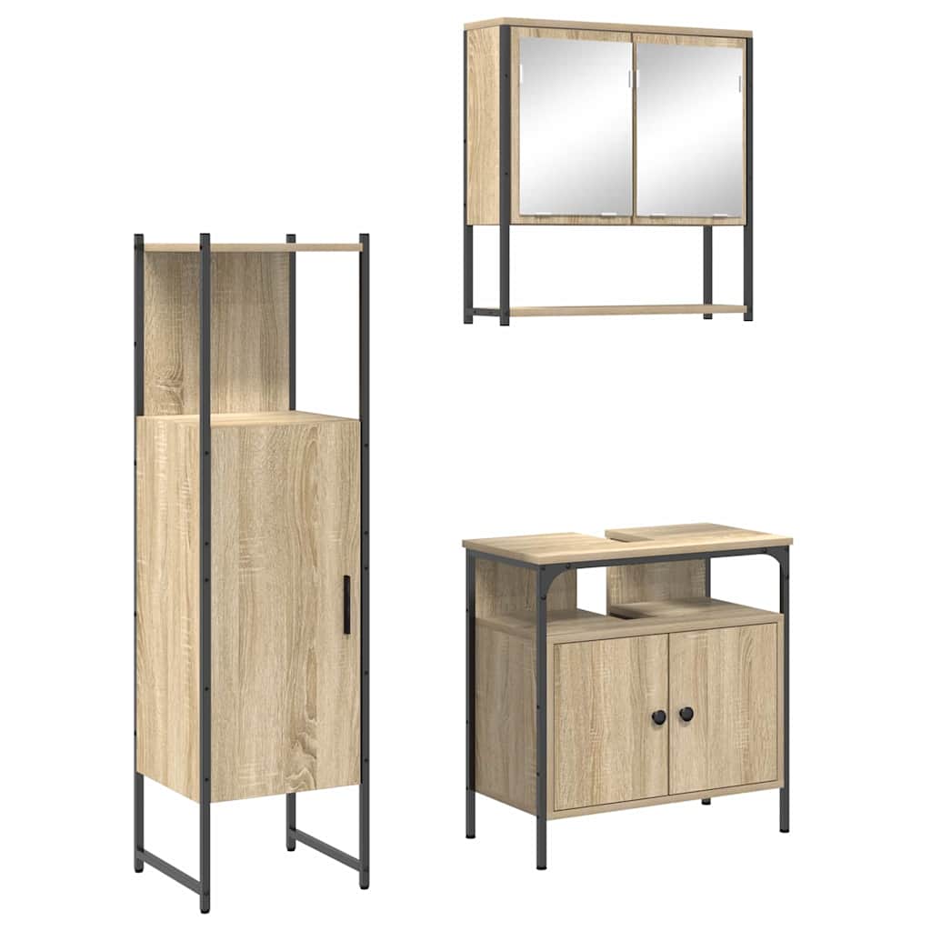 Σετ Επίπλων Μπάνιου 3 τμχ. Καφέ 33 x 33 x 120,5 εκ. - Pakobazaar