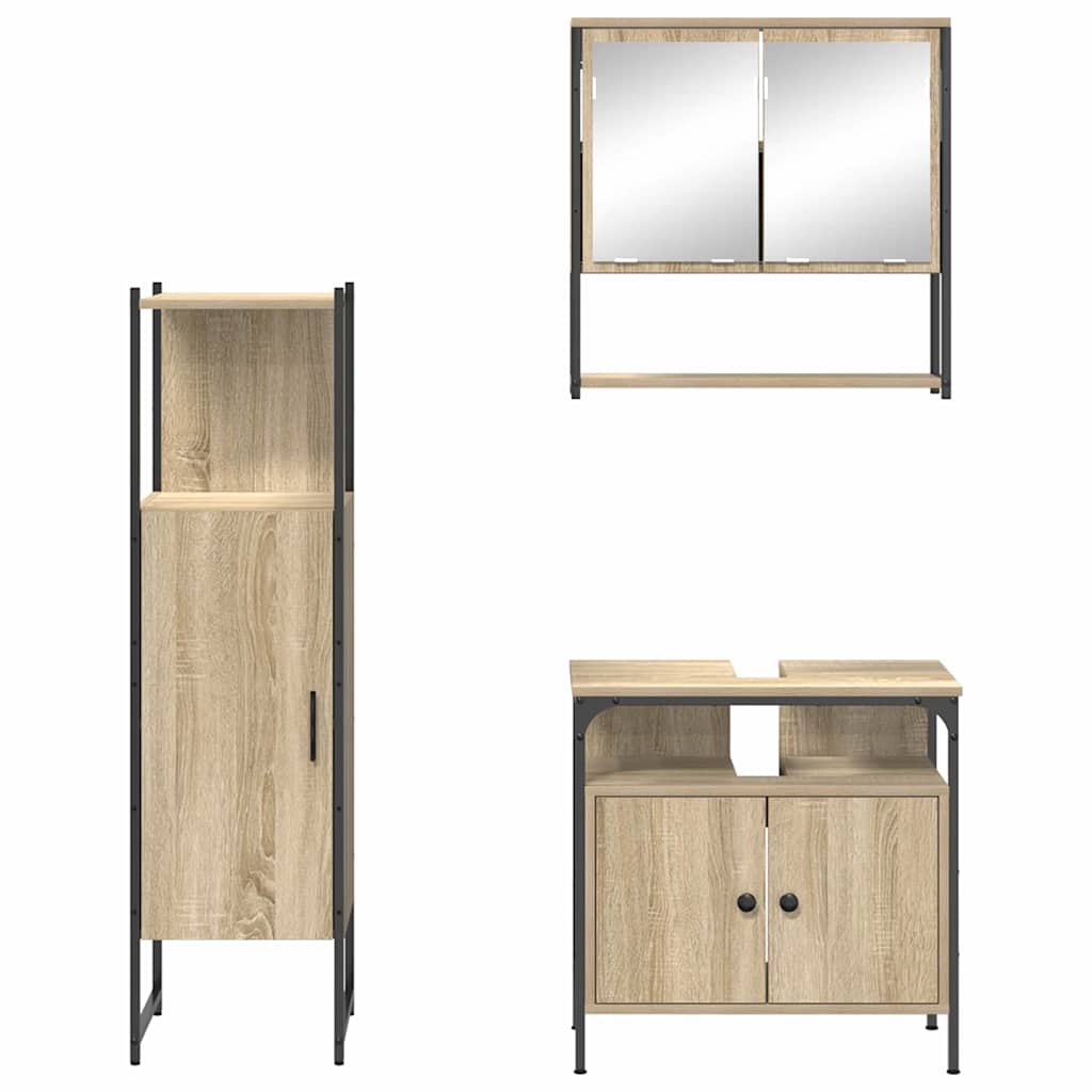 Σετ Επίπλων Μπάνιου 3 τμχ. Καφέ 33 x 33 x 120,5 εκ. - Pakobazaar