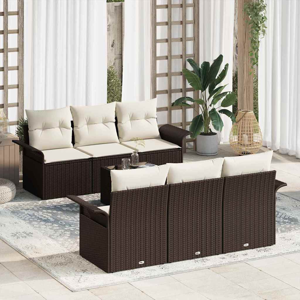 Σετ Καναπέ Κήπου με μαξιλάρι 7 pcs Καφέ συνθετικό ρατάν