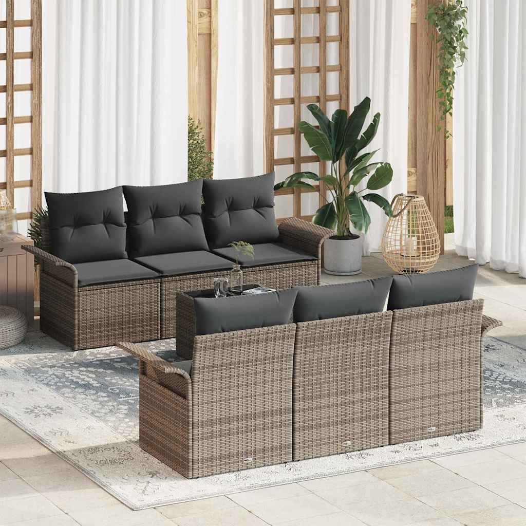 Σετ Καναπέ Κήπου με μαξιλάρι 7 pcs Γκρι συνθετικό ρατάν