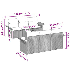 Σετ Καναπέ Κήπου με μαξιλάρι 7 pcs Γκρι συνθετικό ρατάν - Pakobazaar