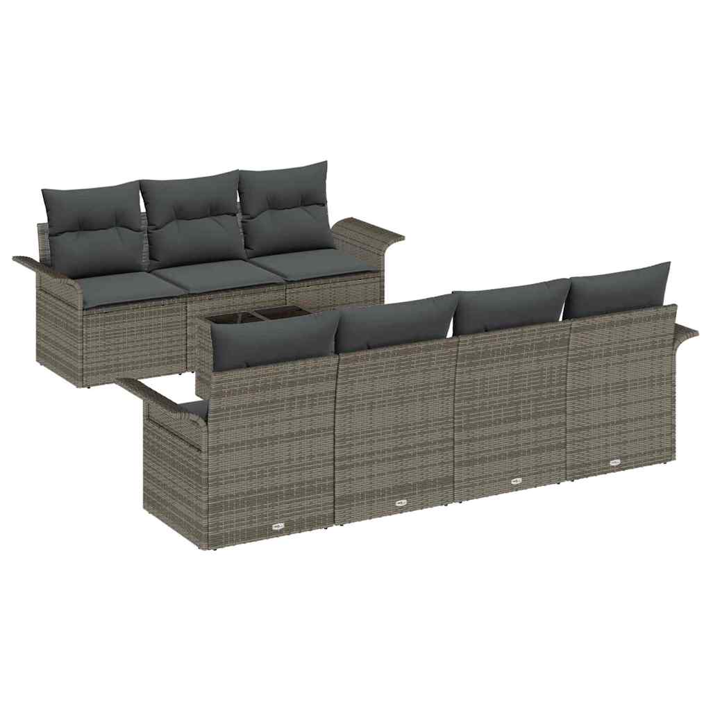 Σετ Καναπέ Κήπου με μαξιλάρι 8 pcs Γκρι συνθετικό ρατάν
