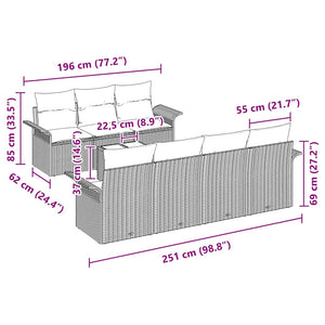 Σετ Καναπέ Κήπου με μαξιλάρι 8 pcs Μπεζ συνθετικό ρατάν - Pakobazaar