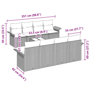 Σετ Καναπέ Κήπου με μαξιλάρι 9 pcs Καφέ συνθετικό ρατάν - Pakobazaar