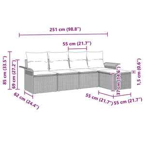 Εξωτερικός καναπές με μαξιλάρι 5 pcs Μπεζ συνθετικό ρατάν - Pakobazaar