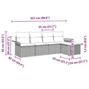 Σετ Καναπέ Κήπου με μαξιλάρι 5 pcs Καφέ συνθετικό ρατάν - Pakobazaar
