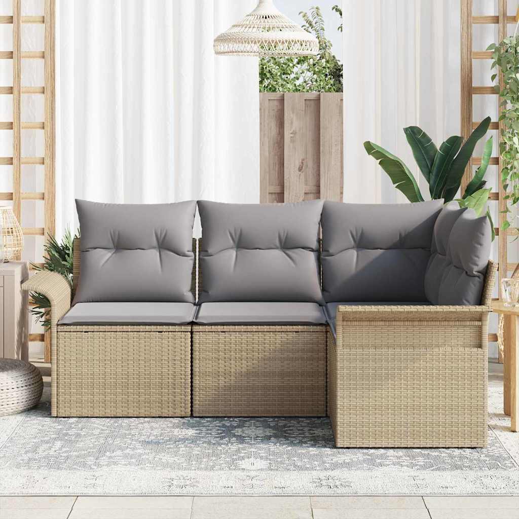 Σετ Καναπέ Κήπου με μαξιλάρι 4 pcs Μπεζ συνθετικό ρατάν