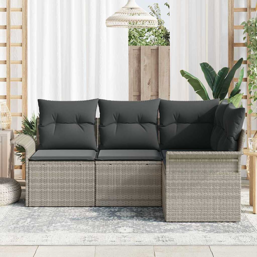 Σετ Καναπέ Κήπου με μαξιλάρι 4 pcs Ανοιχτό γκρι συνθετικό ρατάν