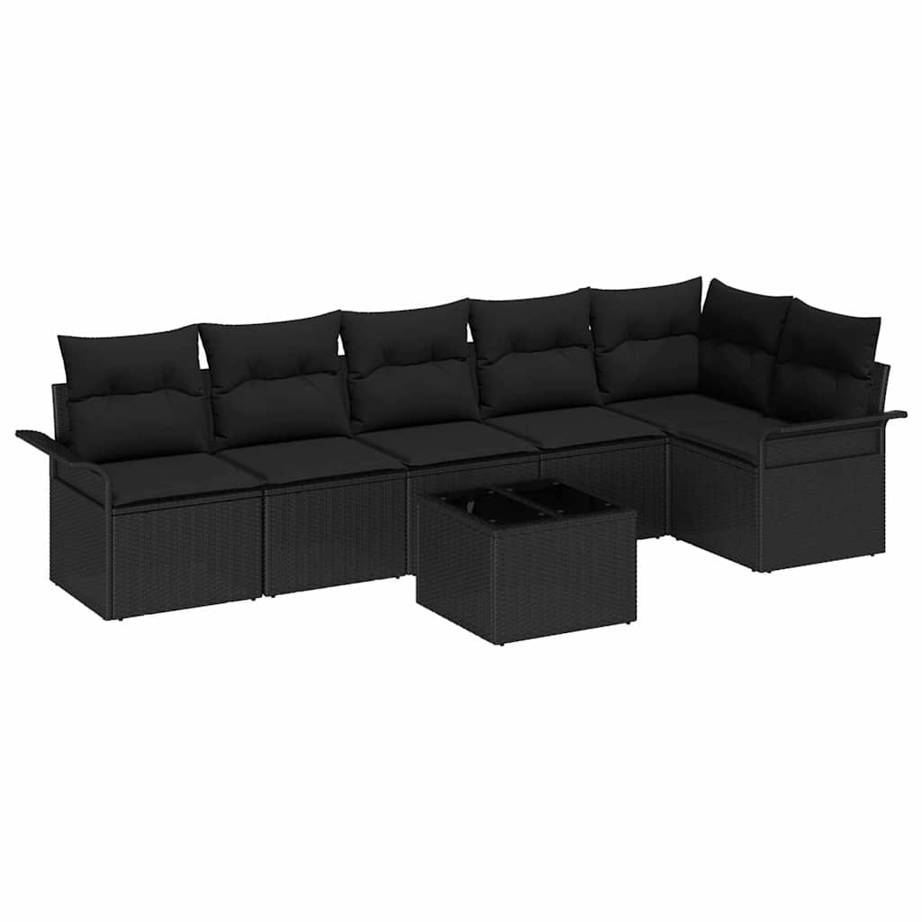 Σετ Καναπέ Κήπου με μαξιλάρι 7 pcs Μαύρο συνθετικό ρατάν
