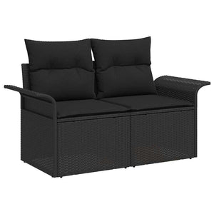 Σετ Καναπέ Κήπου με μαξιλάρι 7 pcs Μαύρο συνθετικό ρατάν - Pakobazaar