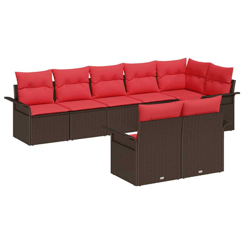 Σετ Καναπέ Κήπου με μαξιλάρι 8 pcs Καφέ συνθετικό ρατάν - Pakobazaar