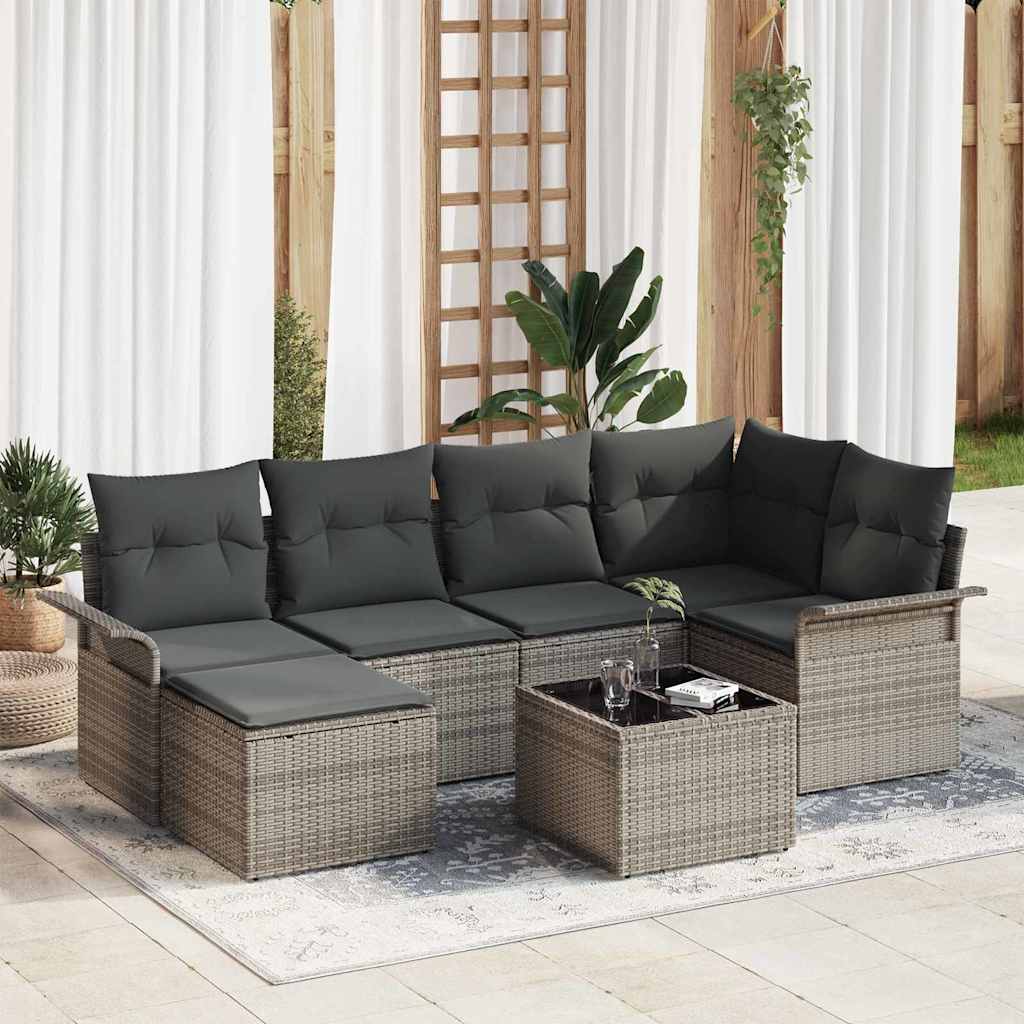 Σετ Καναπέ Κήπου με μαξιλάρι 7 pcs Γκρι συνθετικό ρατάν