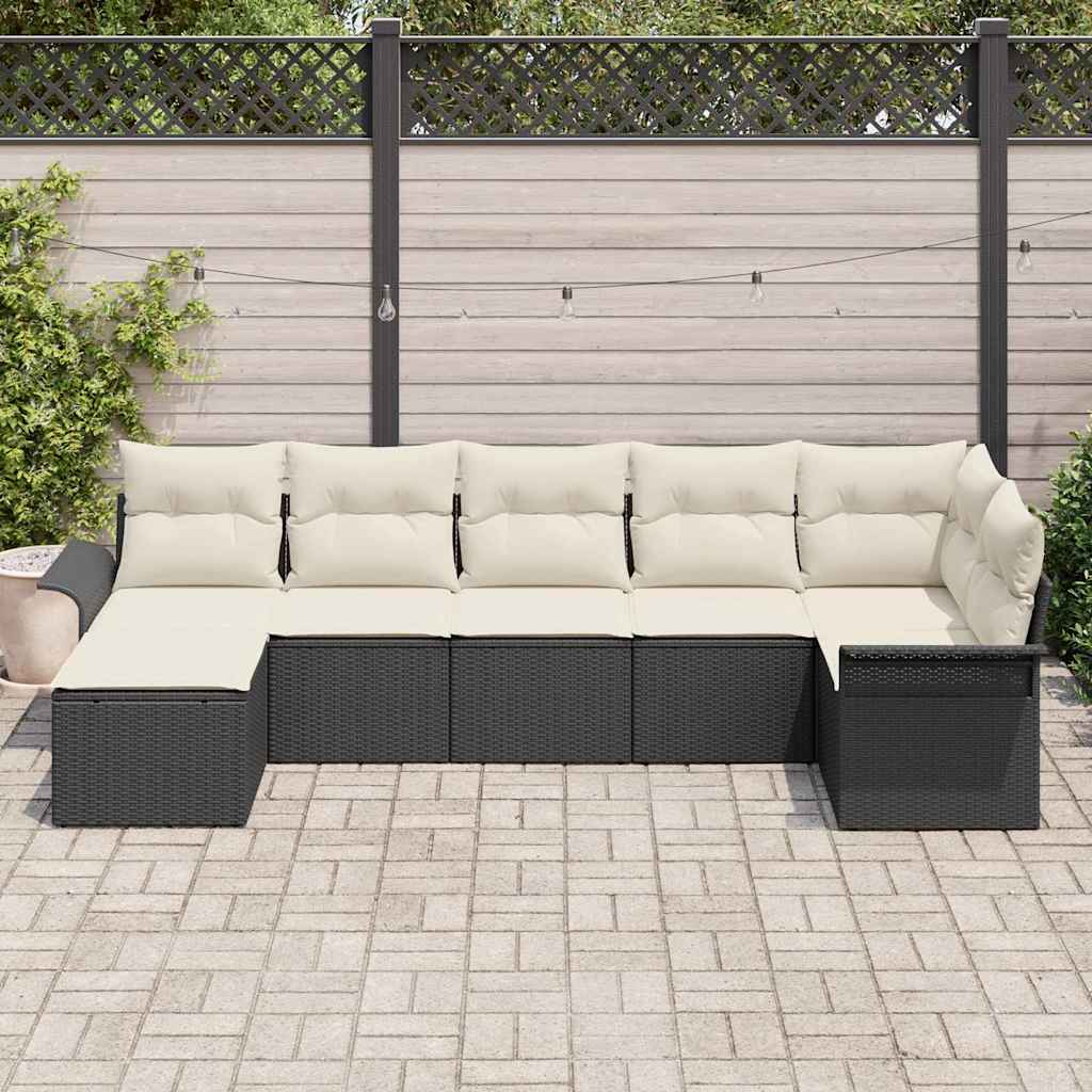 Σετ Καναπέ Κήπου με μαξιλάρι 7 pcs Μαύρο συνθετικό ρατάν