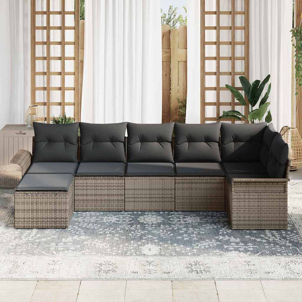 Σετ Καναπέ Κήπου με μαξιλάρι 7 pcs Γκρι συνθετικό ρατάν