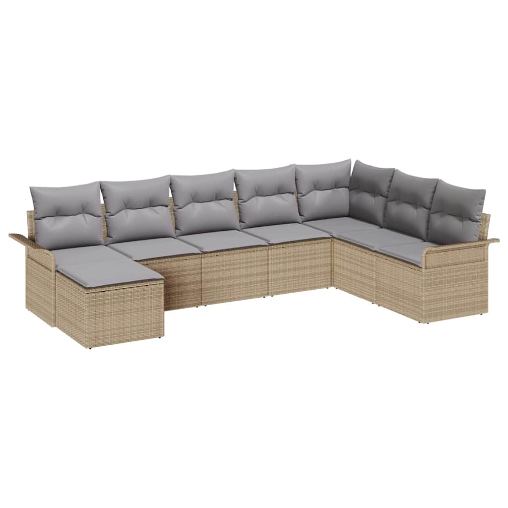 Σετ Καναπέ Κήπου με μαξιλάρι 8 pcs Μπεζ συνθετικό ρατάν
