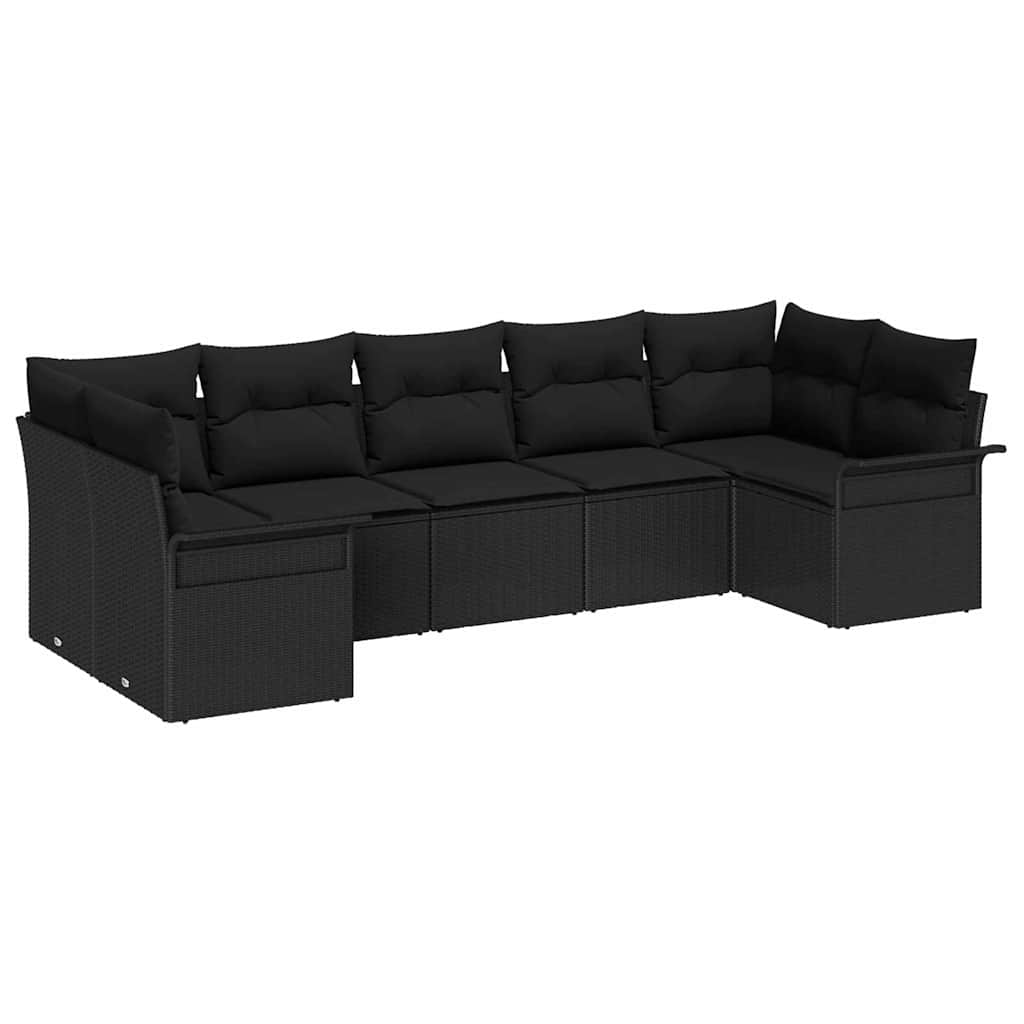 Σετ Καναπέ Κήπου με μαξιλάρι 7 pcs Μαύρο συνθετικό ρατάν