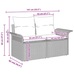 Σετ Καναπέ Κήπου με μαξιλάρι 10 pcs Γκρι συνθετικό ρατάν - Pakobazaar