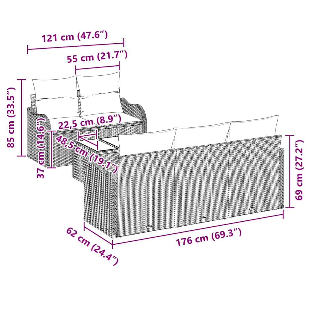 Σετ Καναπέ Κήπου Μαύρο συνθετικό ρατάν