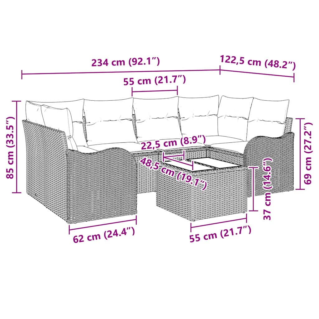Σετ Καναπέ Κήπου Μαύρο 55 x 55 x 37 εκ συνθετικό ρατάν