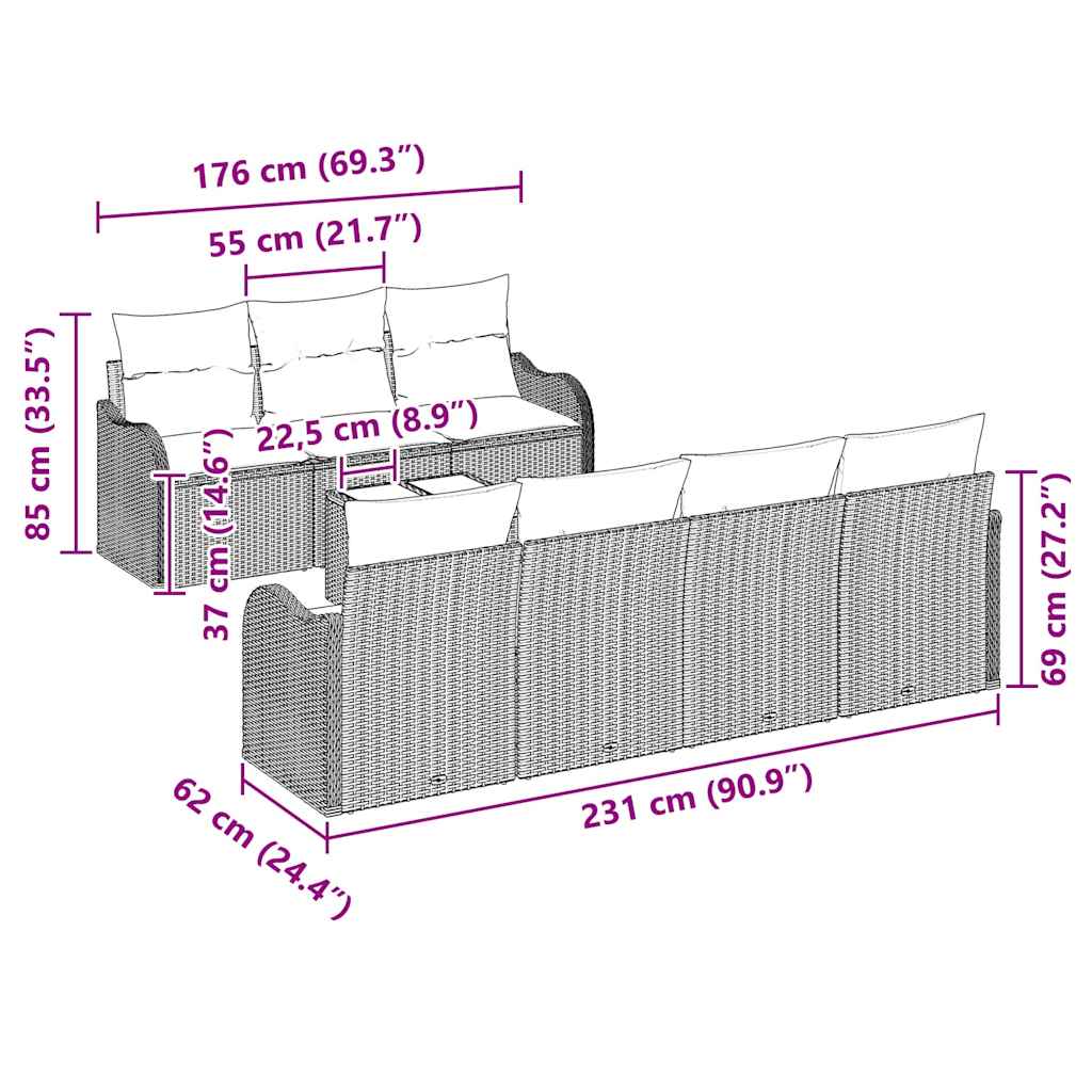 Σετ Καναπέ Κήπου Καφέ 55 x 55 x 37 εκ συνθετικό ρατάν