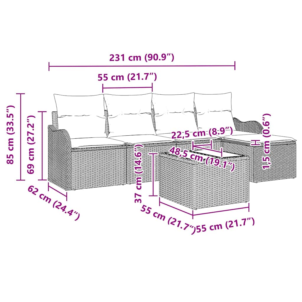 Σετ Καναπέ Κήπου Μπεζ συνθετικό ρατάν