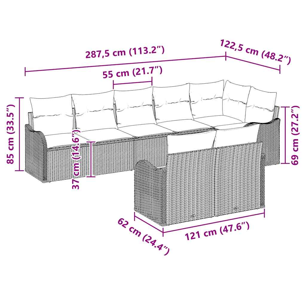 Σετ Καναπέ Κήπου 8 pcs Μαύρο συνθετικό ρατάν