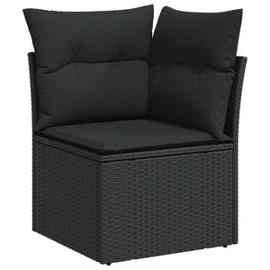Σετ Καναπέ Κήπου με μαξιλάρι 7 pcs Μαύρο Πολυ ράταν