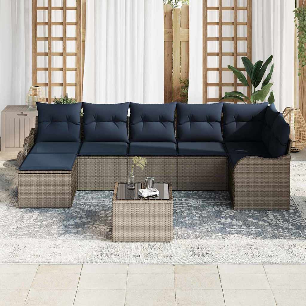 Σετ Καναπέ Κήπου με μαξιλάρι 8 pcs Γκρι Πολυ ράταν