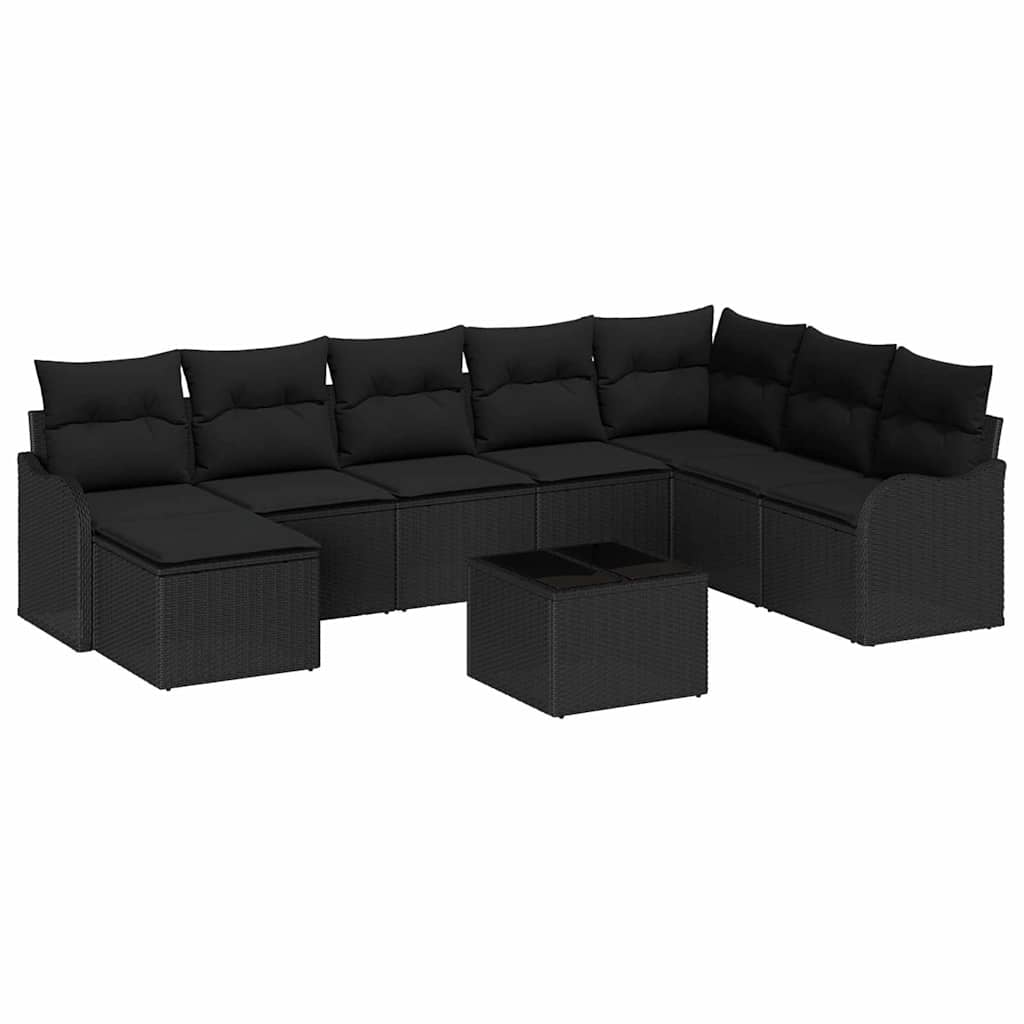 Σετ Καναπέ Κήπου 9 pcs Μαύρο συνθετικό ρατάν - Pakobazaar