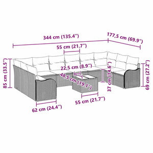 Σετ Καναπέ Κήπου Μαύρο 55 x 55 x 37 εκ συνθετικό ρατάν