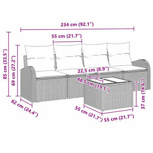 Σετ Καναπέ Κήπου Καφέ 55 x 55 x 37 εκ συνθετικό ρατάν